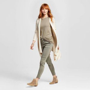 Mossimo | Open Knit Beige Hooded Boho Cardigan